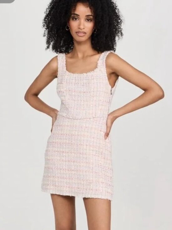 LoveShackFancy Dresses & Skirts - LoveShackFancy Moda Tweed Mini Dress with a Bow - Size 6 - Pink